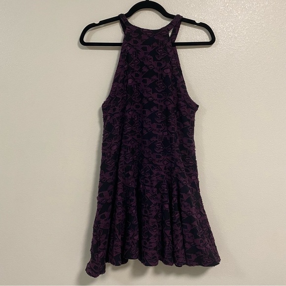 Free People Dress Women’s Size Small Black Purple Halter Swing Mini Dress - Picture 11 of 14
